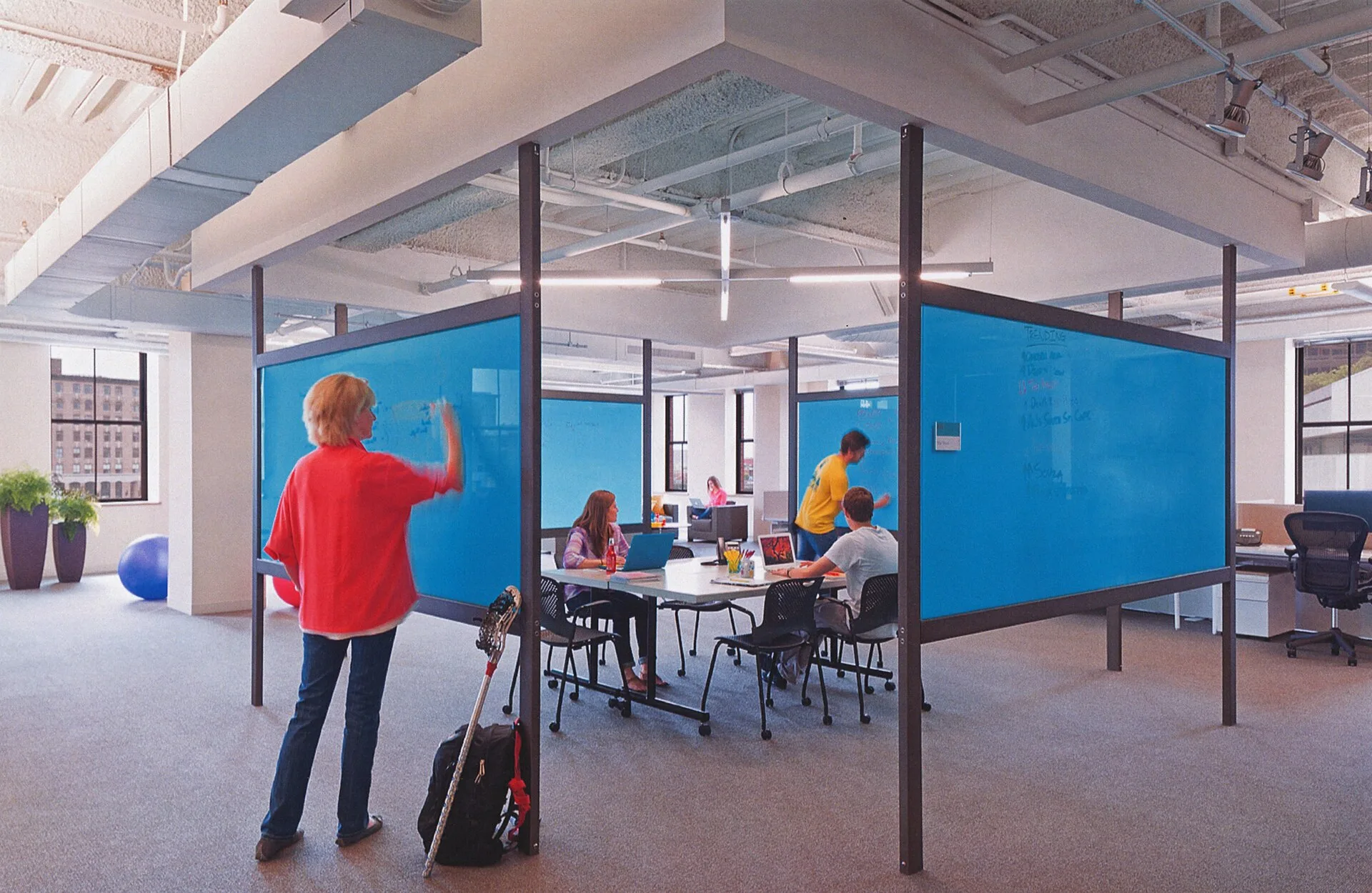 A set of new panels that create a series of custom dry marker walls that define a series of meeting areas, and workspaces for the development of new HTML code and design. These were built for the innovative website video streaming leader, Brightcove www.brightcove.com/en/ . The thirty-six panels use. Tutoring Center Equipment: A Five-Zone Room Layout